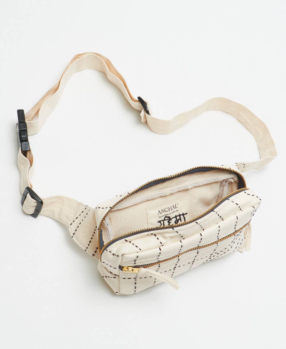 Kantha Crossbody Belt Bag | Bone