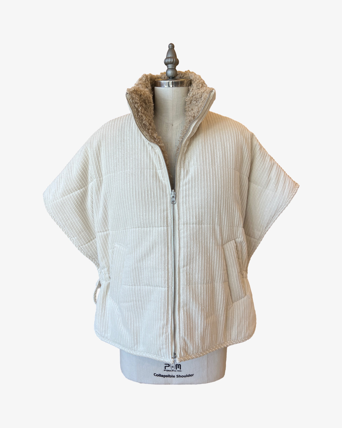 Reversible High-Neck Vest | Cream/Taupe