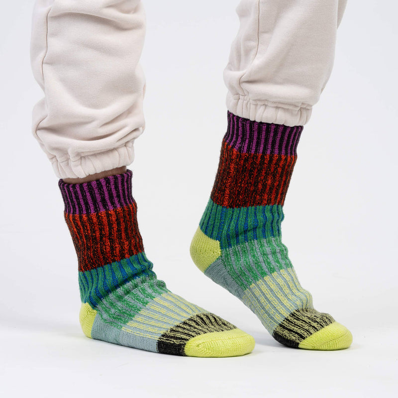 Mosaic House Socks | Lime Cobalt