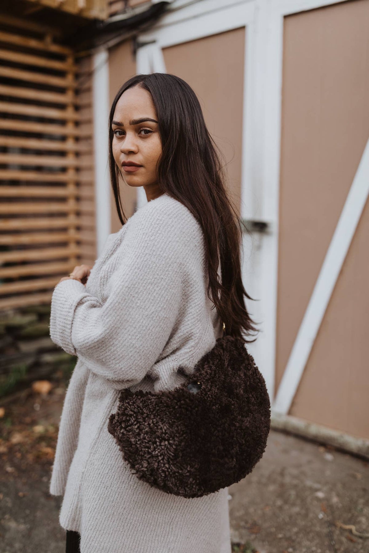 Rich Brown Shearling Sling