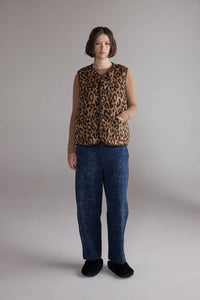Reversible Teddy Vest | Chocolate/Leopard
