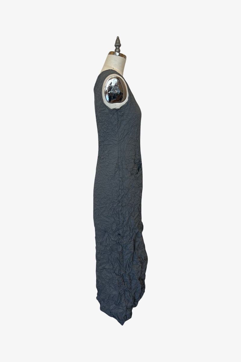 Moth Long Asymmetrical Dress | Steel