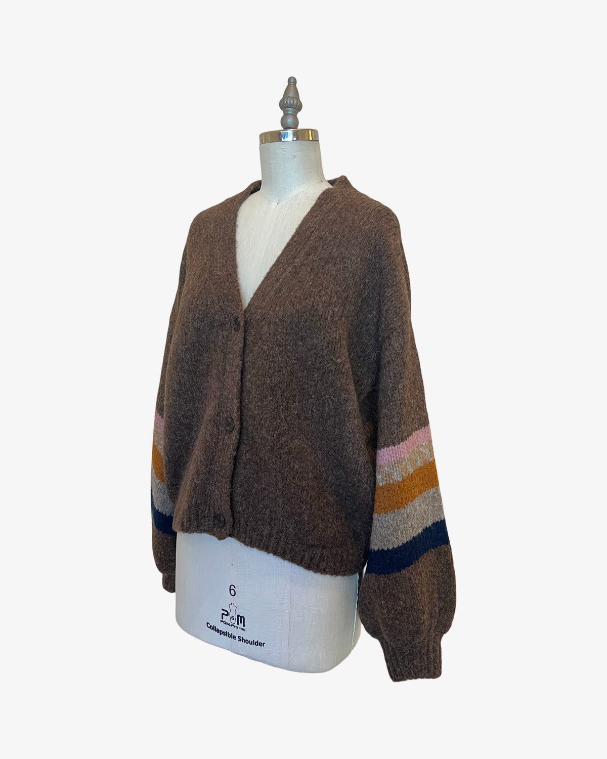 Baby Alpaca Wool Cardigan | Brown Multi Stripe