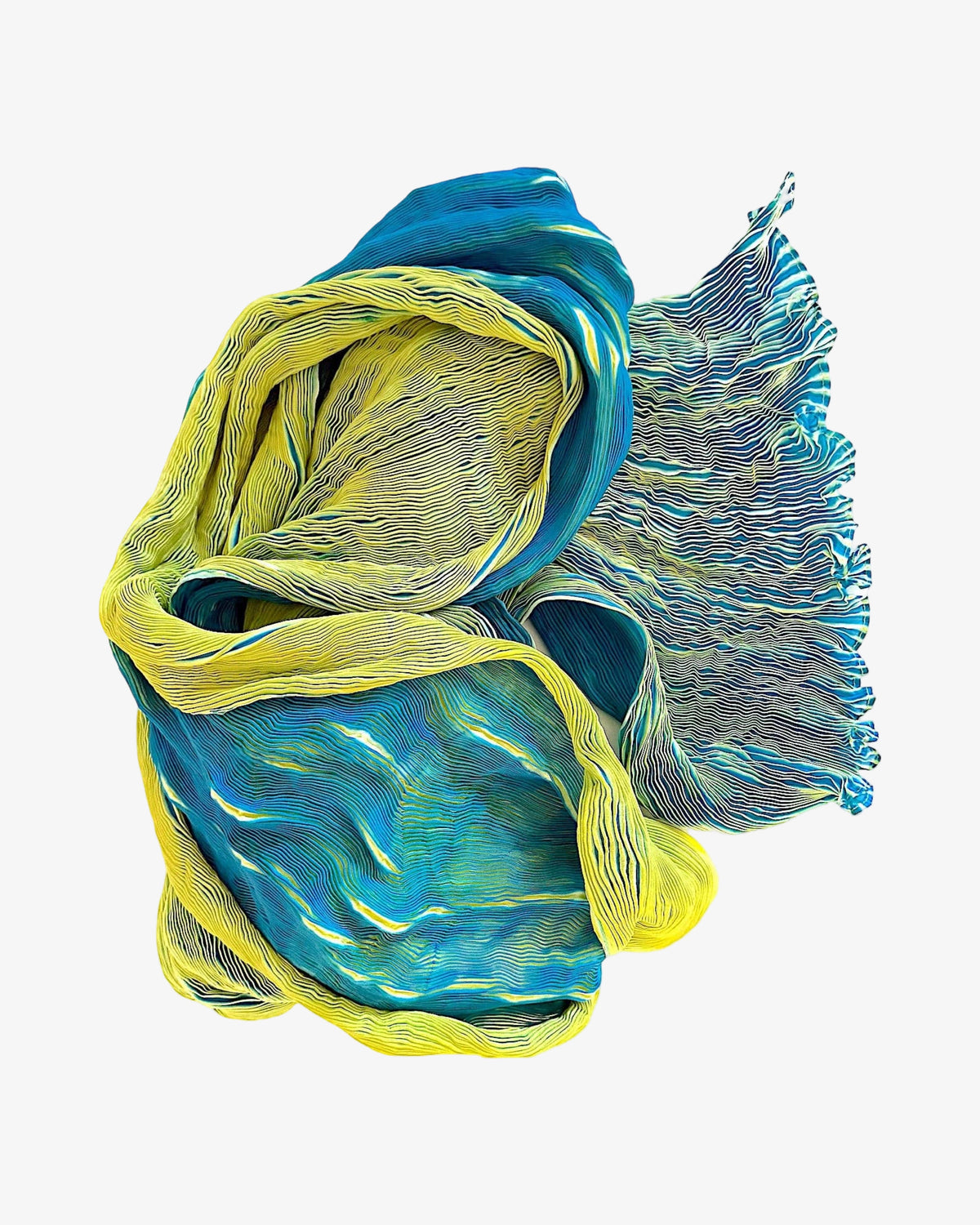 Tie Dyed Silk Scarf | Lime Green+Turquoise