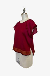 Selvedge Top | Wine Gold Saree