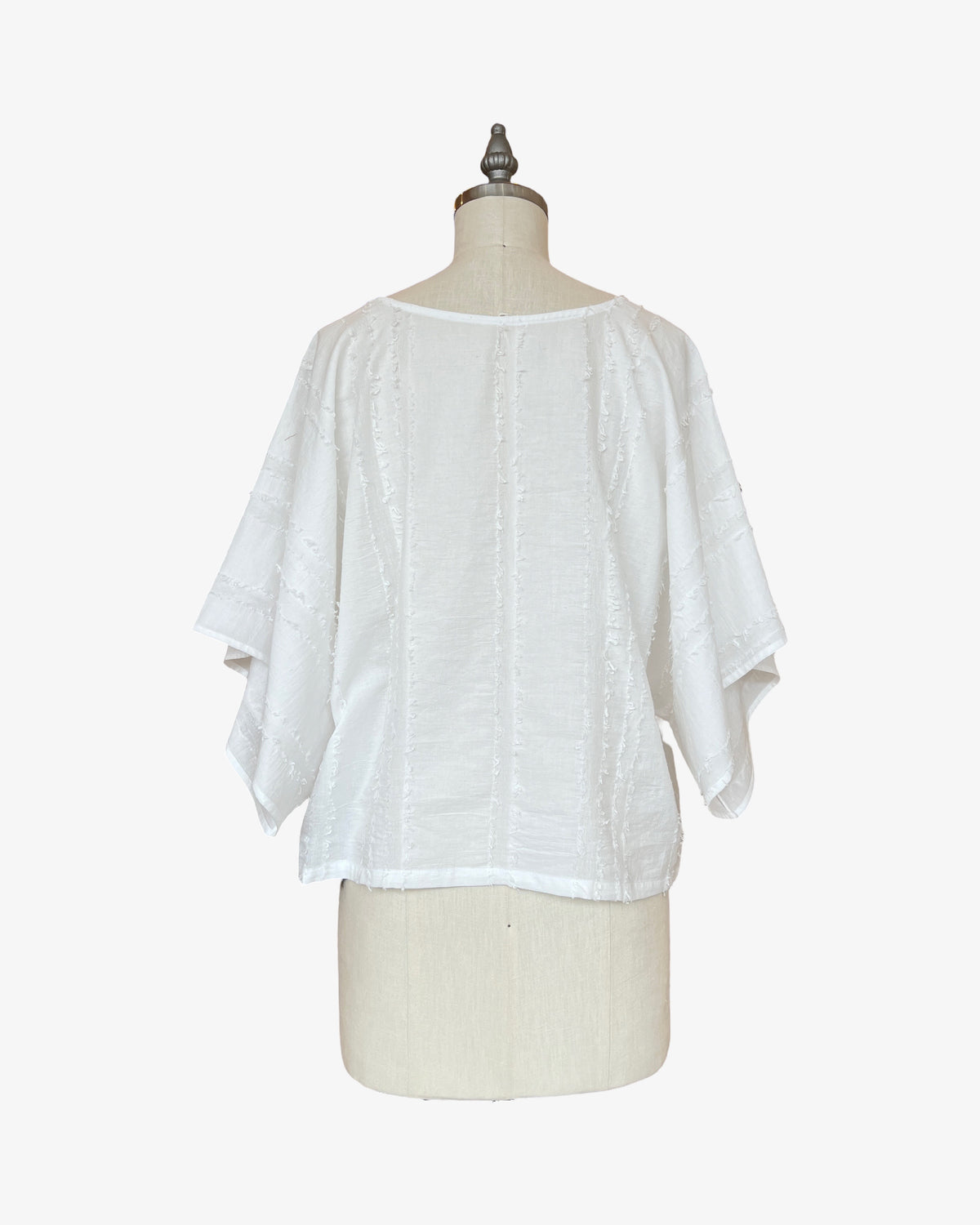 Lisbon Top | Textured White Stripe
