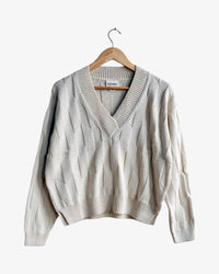 Lilly Chevron V-Neck Sweater | Plaster