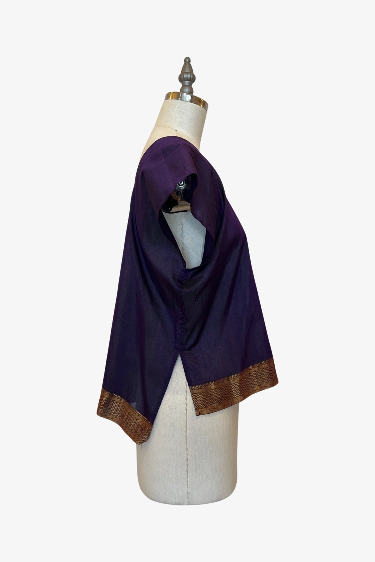 Selvedge Top | Purple Gold Saree