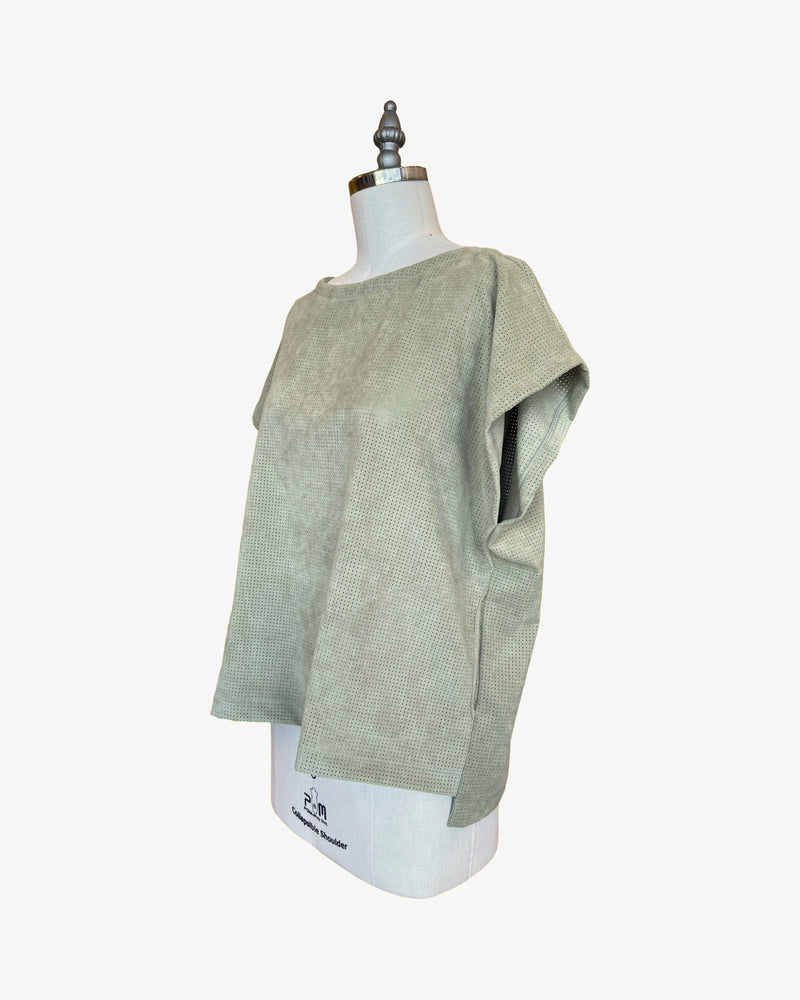 Box Top | Sage Perforated Ultrasuede