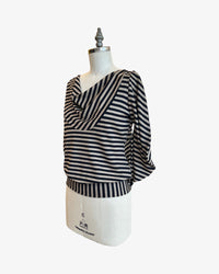 C-Sleeve Banded Top | Mocha Stripe
