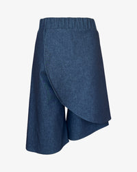 Asymmetrical Knee Skort | Stretch Denim