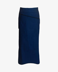Drop Pocket Maxi Skirt | Dark Denim + Black