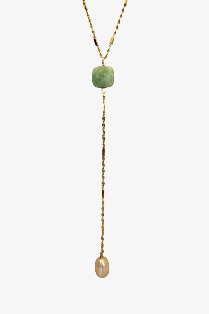 Pearl & Jade Y-Chain Necklace