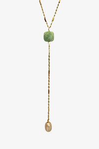 Pearl & Jade Y-Chain Necklace