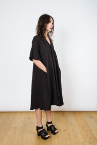 Linen Rorschach Dress | Black