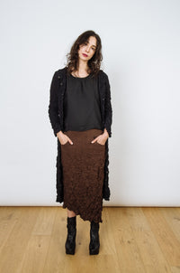 Moth Asymmetrical Long Skirt | Chocolate