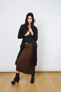 Moth Asymmetrical Long Skirt | Chocolate