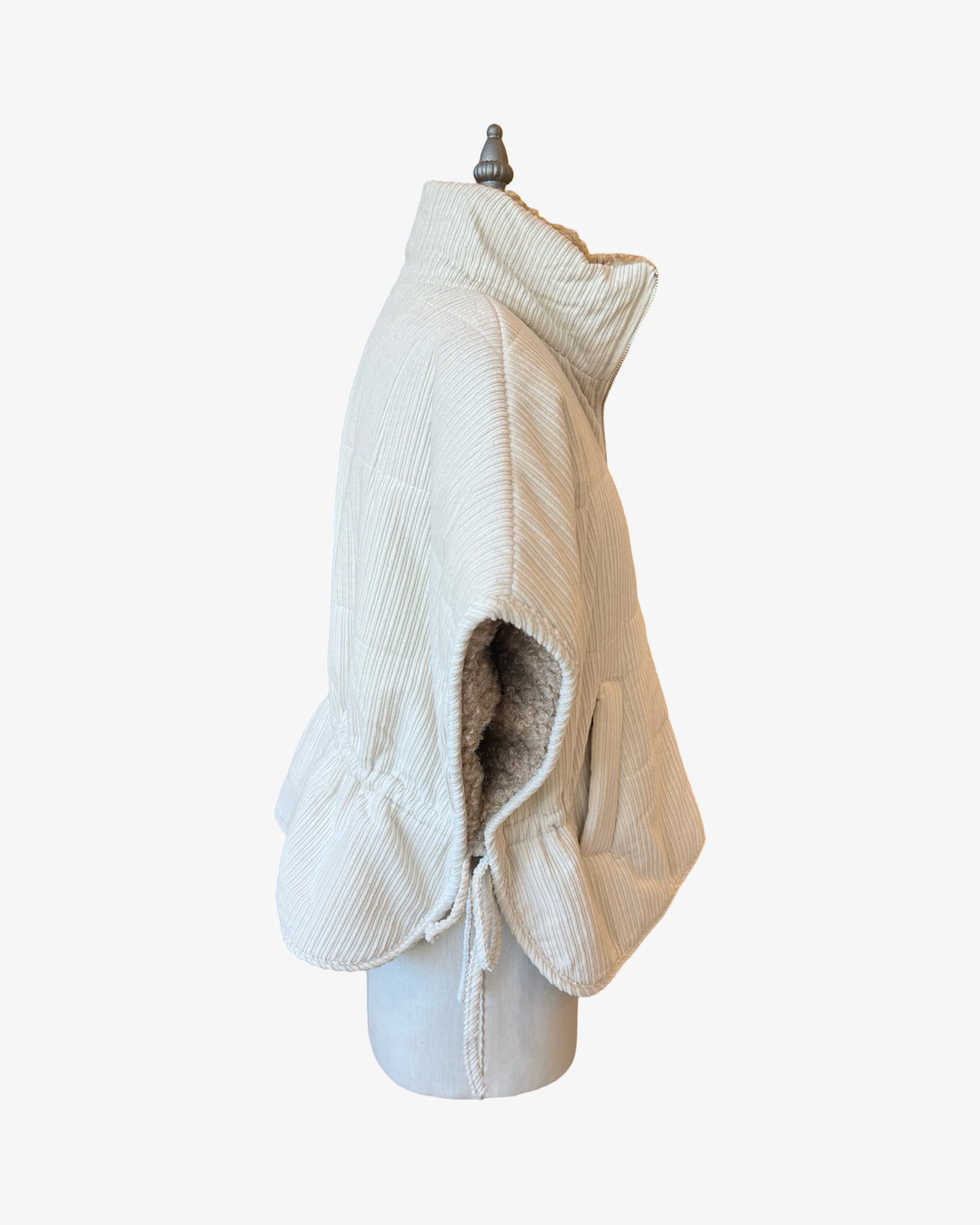 Reversible High-Neck Vest | Cream/Taupe