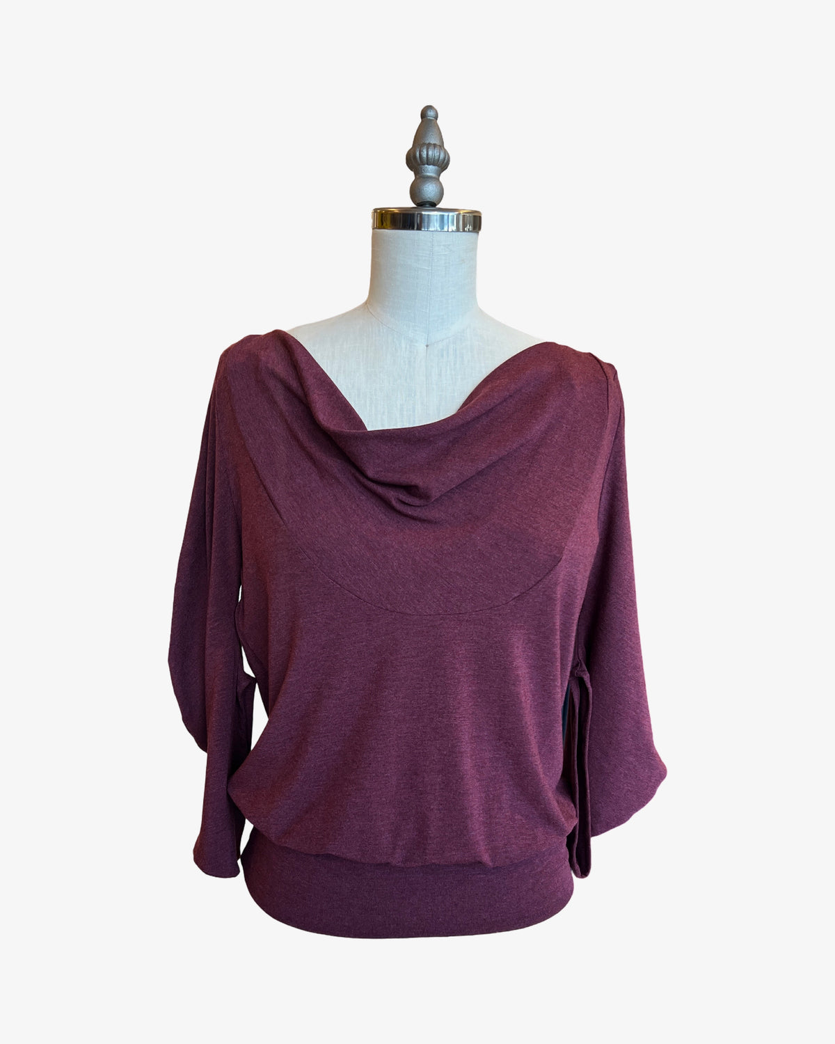 C-Sleeve Banded Top | Merlot Bamboo Jersey