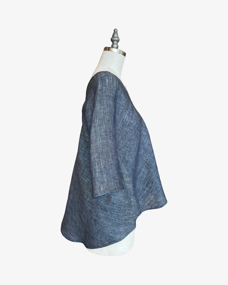 Linen Rorschach Top | 2-Tone Navy
