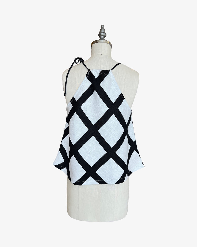 Linen Bias Halter Top | Painted Windowpane