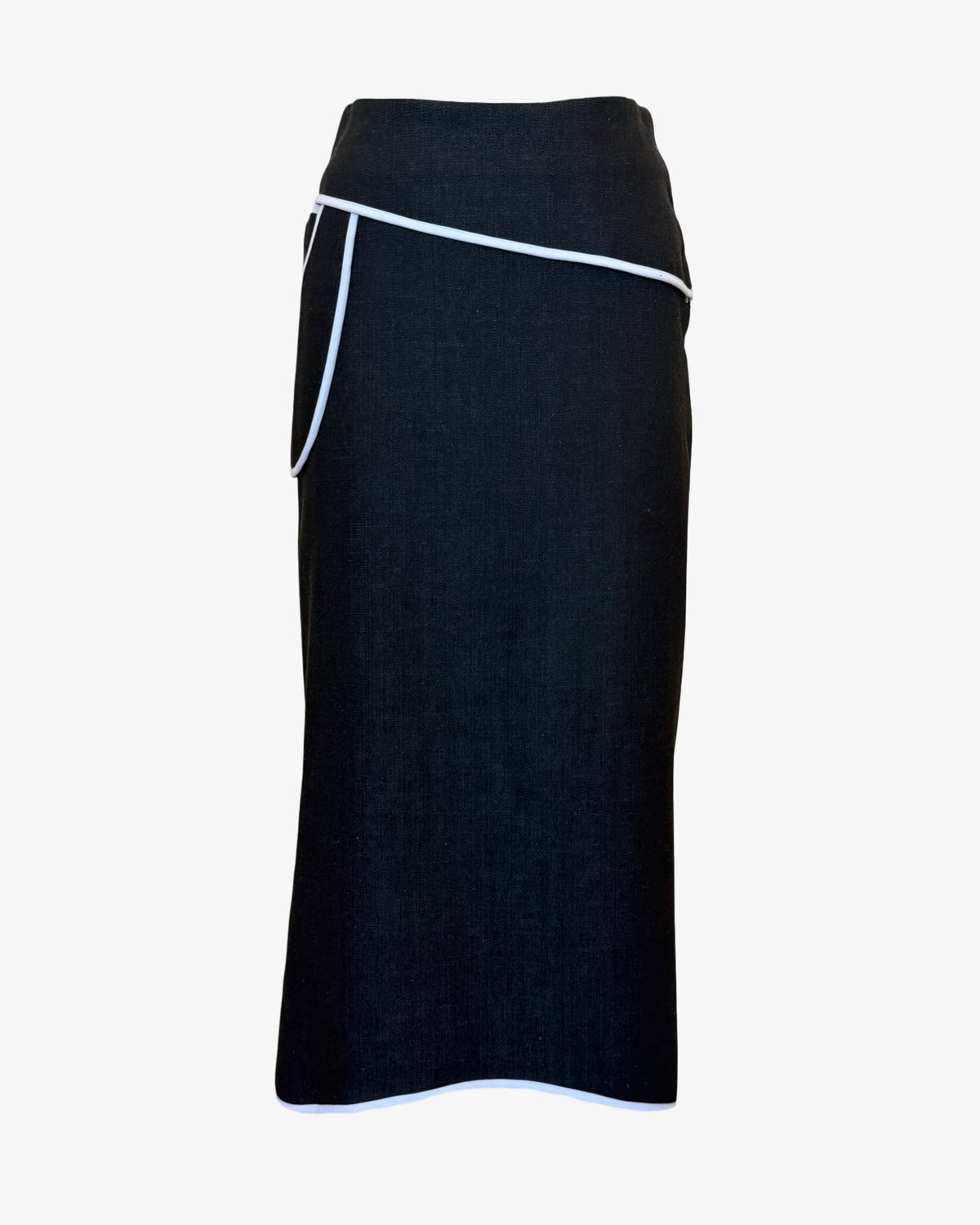 Drop Pocket Maxi Skirt | Black Denim+White