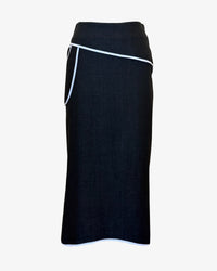 Drop Pocket Maxi Skirt | Black Denim+White