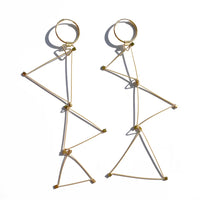 Triangle Dangle Hoops | Gold/Gold