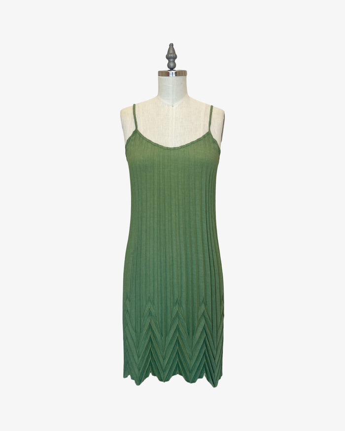 The Sunburst Chevron Dress is an incredible versatile piece with bold architectural pleating that flatters and moves beautifully. Designed and made in LA. Front product shot