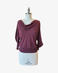 C-Sleeve Banded Top | Merlot Bamboo Jersey