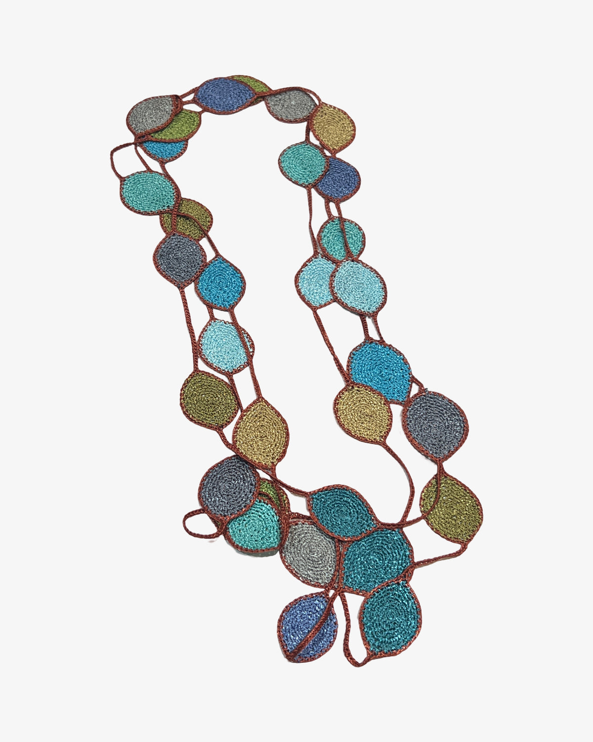 Long Oval Leaf Necklace | Peacock