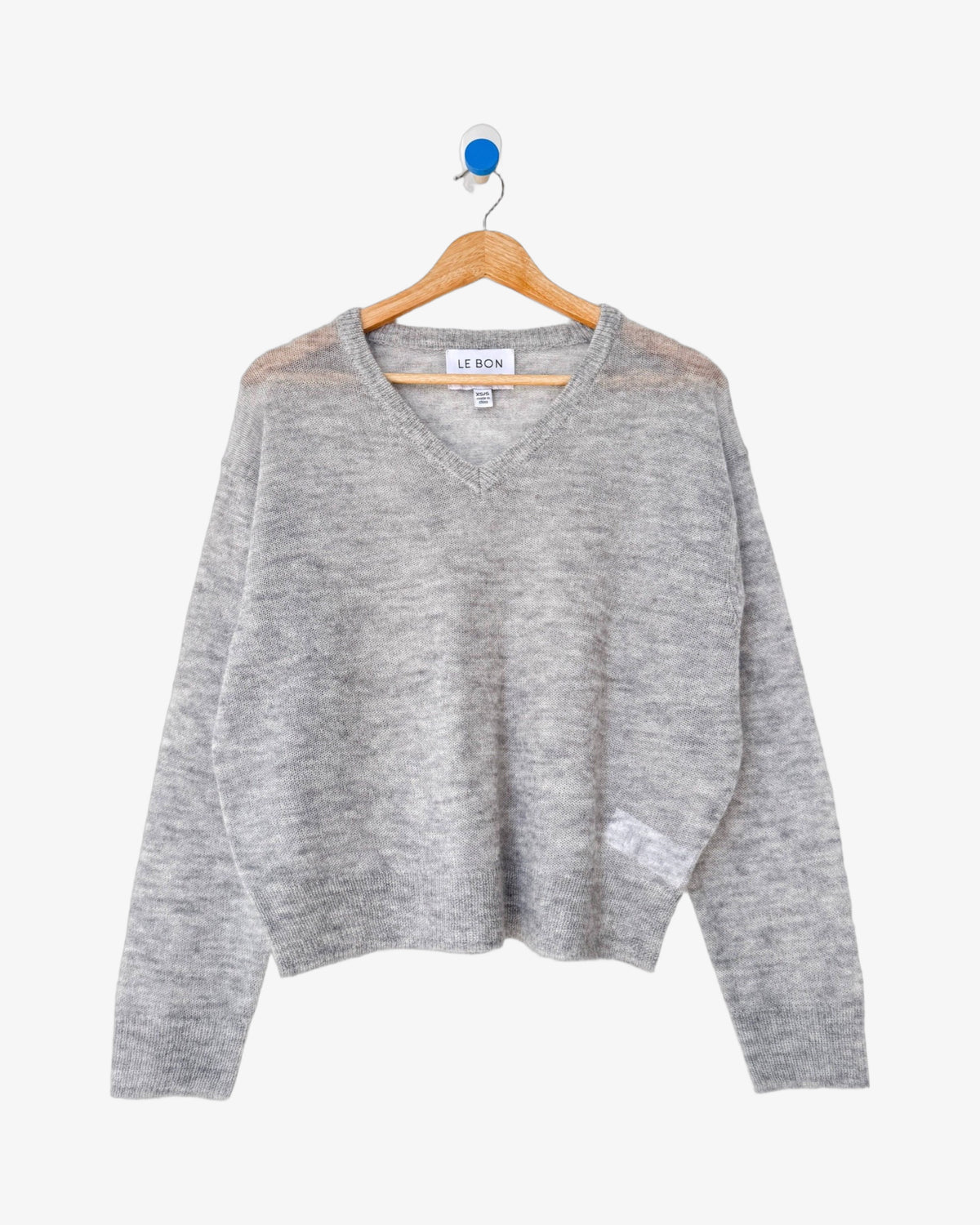 Matthew V-Neck Mohair Sweater | Icy Grey