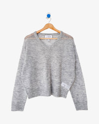 Matthew V-Neck Mohair Sweater | Icy Grey