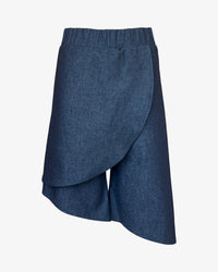 Asymmetrical Knee Skort | Stretch Denim
