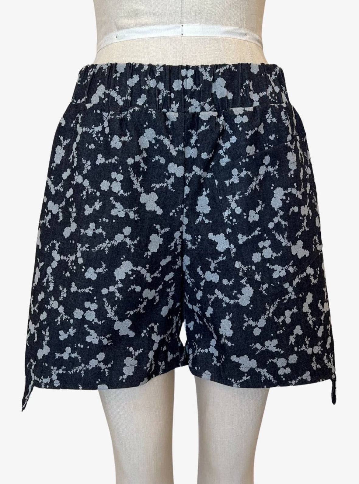 Step Stitch Shorts | Floral Denim