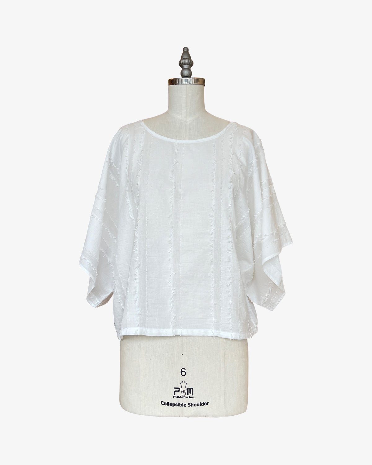 Lisbon Top | Textured White Stripe