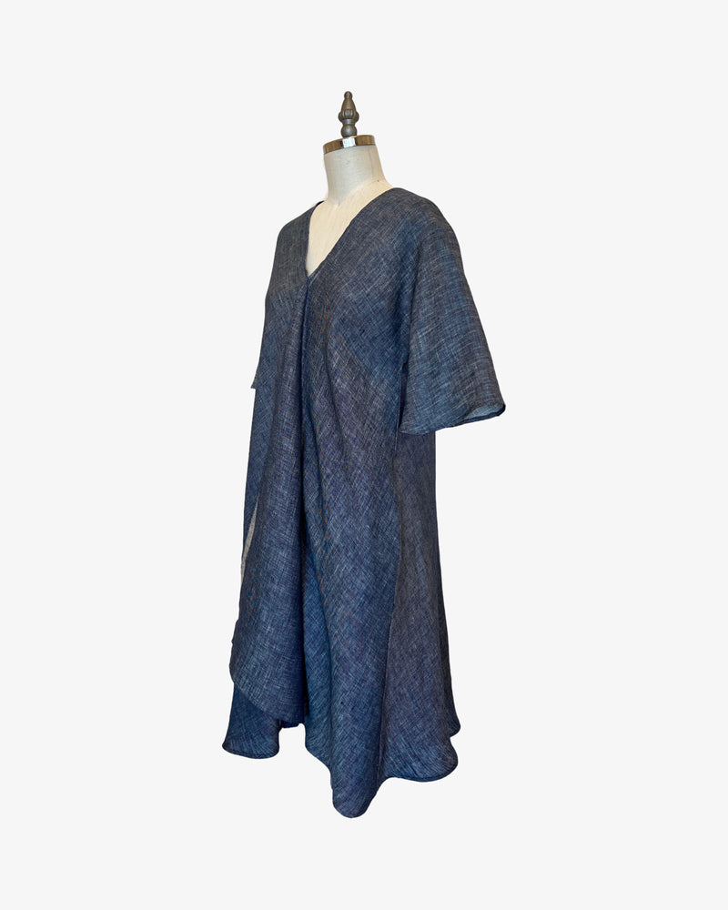 Linen Rorschach Dress | 2-Tone Navy