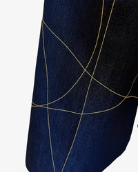 Scribble Step Stitch Pants V2 | Indigo Denim+Gold
