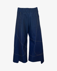 Scribble Step Stitch Pants V2 | Indigo Denim+Gold