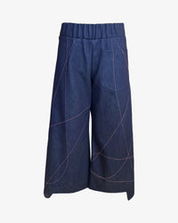 Scribble Step Stitch Pants V2 | Indigo + Electric Pink