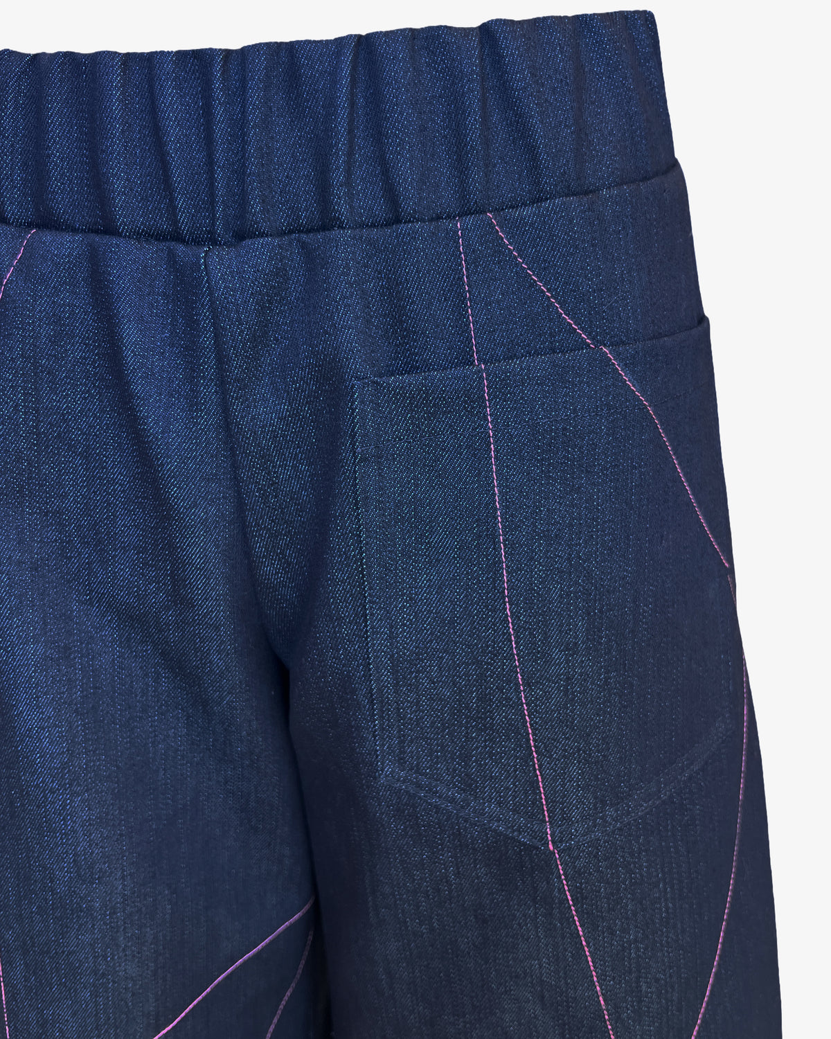 Scribble Step Stitch Pants V2 | Indigo + Electric Pink