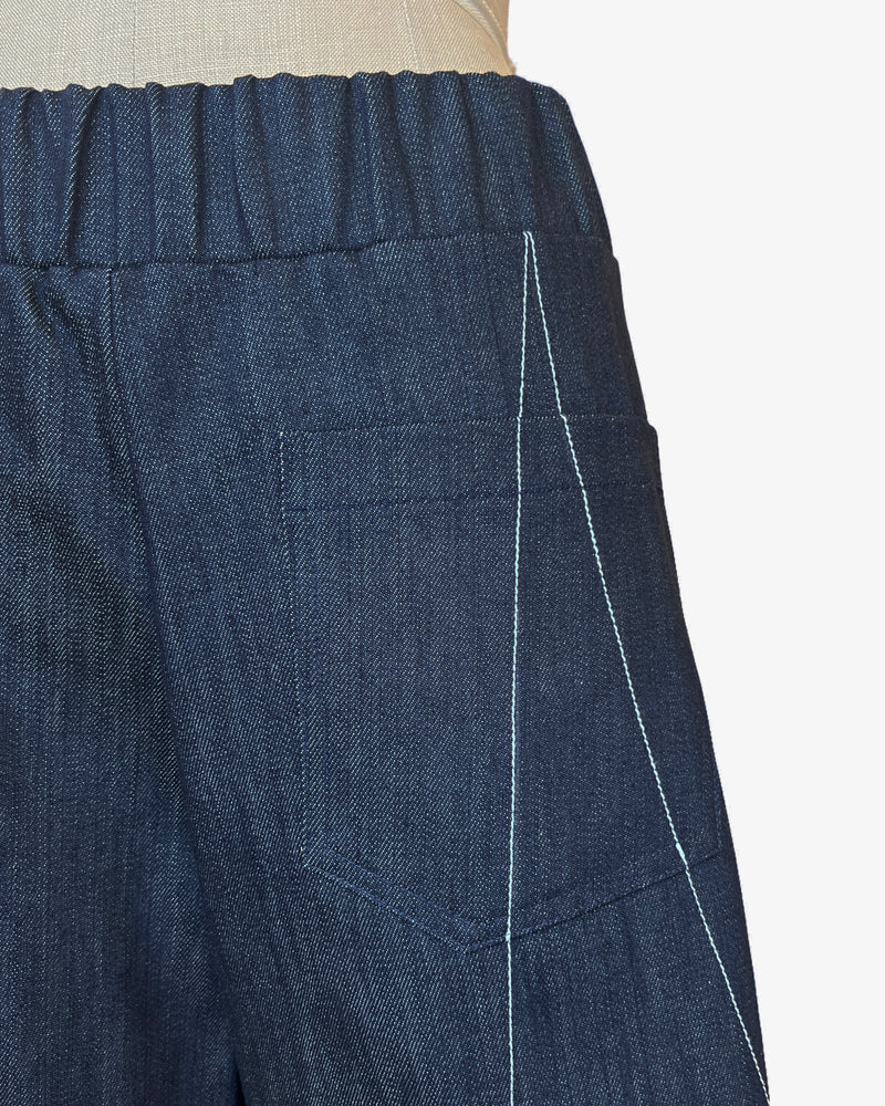 Scribble Step Stitch Pants V2 | Indigo Denim