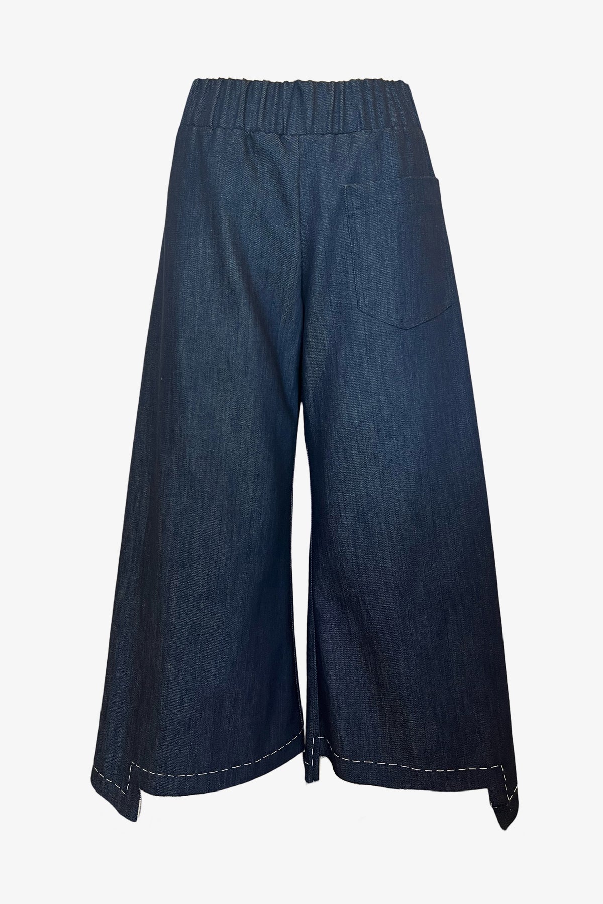 Step Stitch Crop Pants V2 | Indigo Denim+White