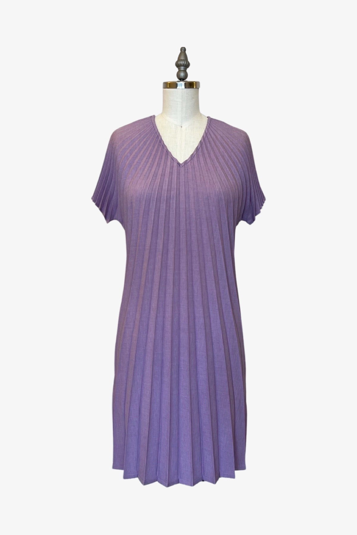 Reversible V-neck Sunburst Dress | Lilac
