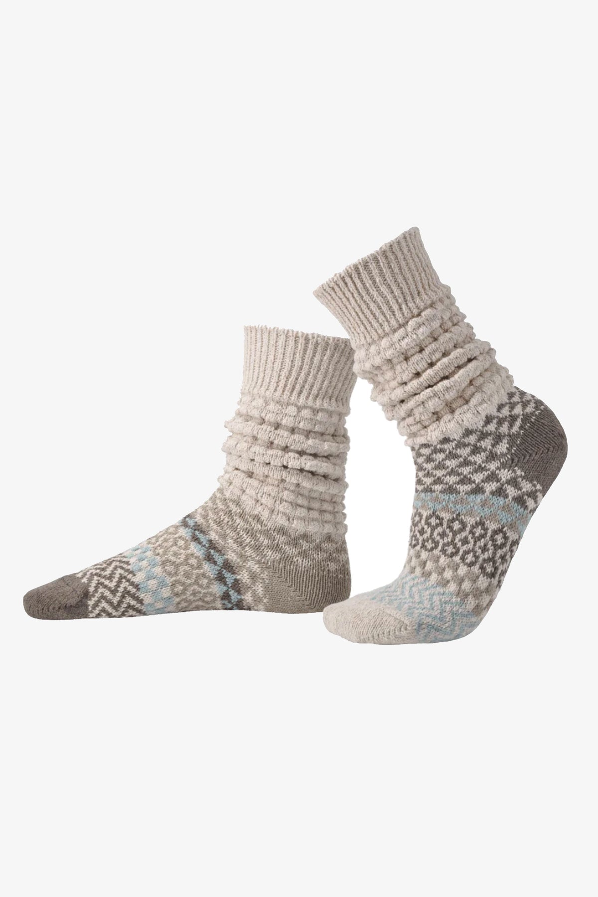 Mismatched Fusion Slouch Socks | Seashell