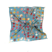 Cotton Silk Scarf | Blue Multi Dots