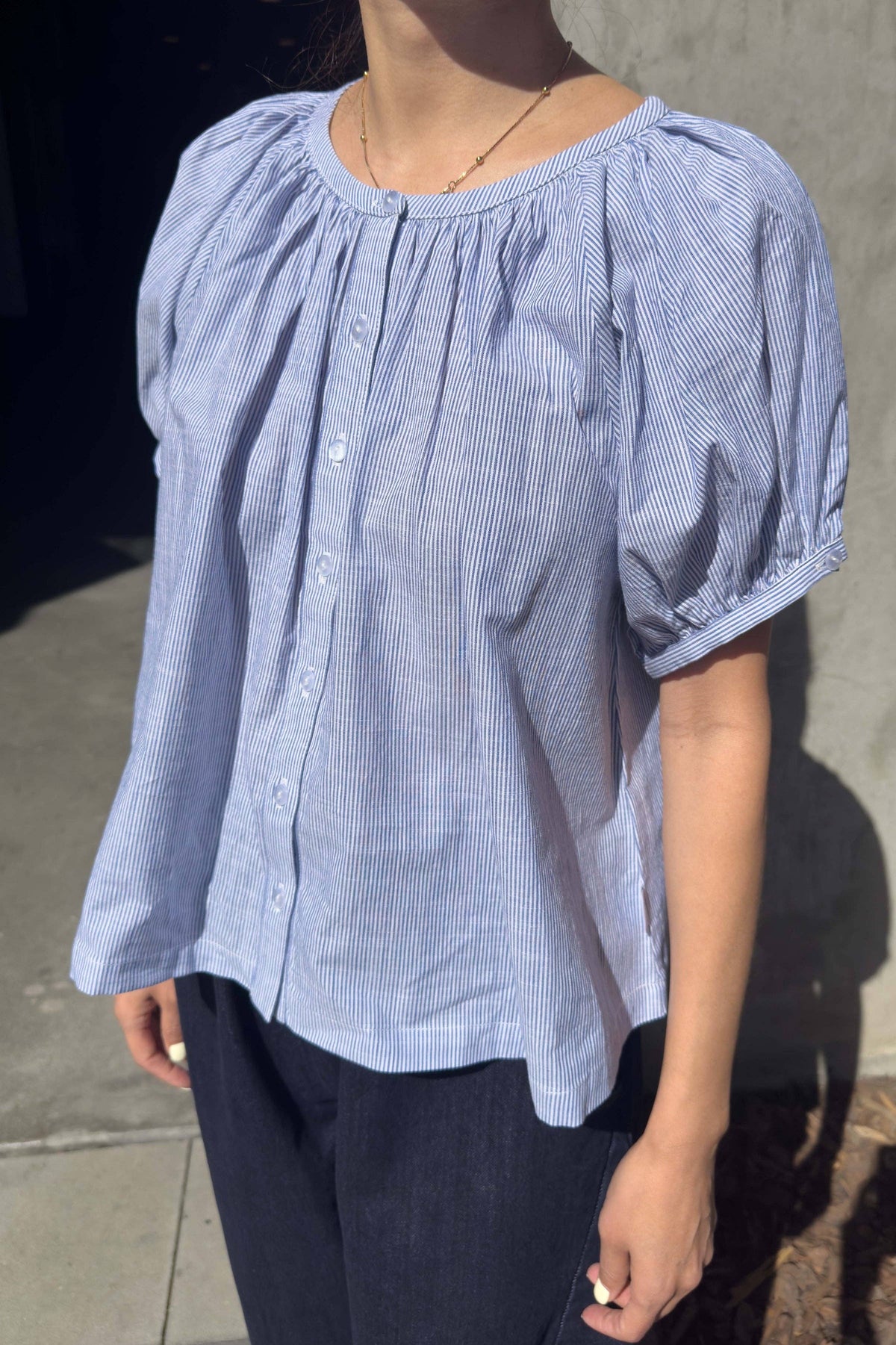 Emily Short Sleeve Top | Blue Stripe