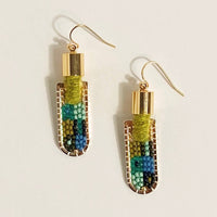 Geometric Patch Earrings | Chartreuse Wool/Cool Tones