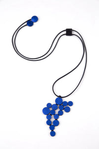 Abstraction Pendant Necklace | Metallic Blue Leather