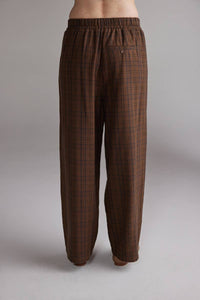 Tie Waist Pants | Brown/Black Plaid